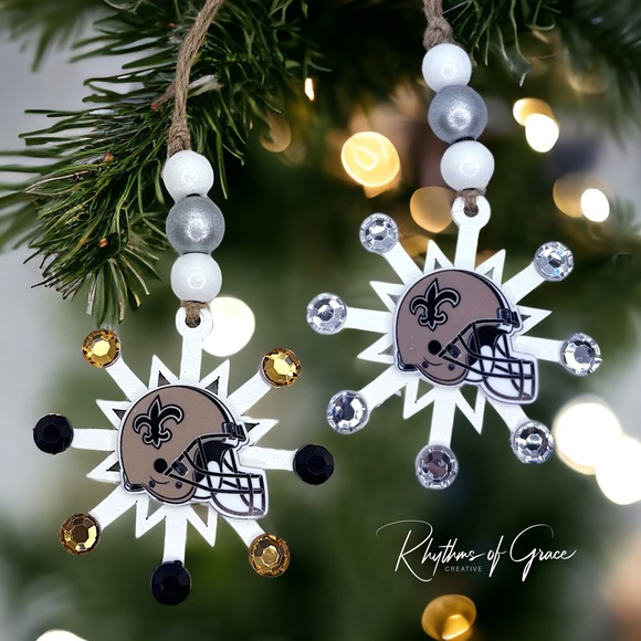 Saintsational Holiday Cheer: Handmade New Orleans Saints Snowflake Ornament! NEW - Picture 11 of 11